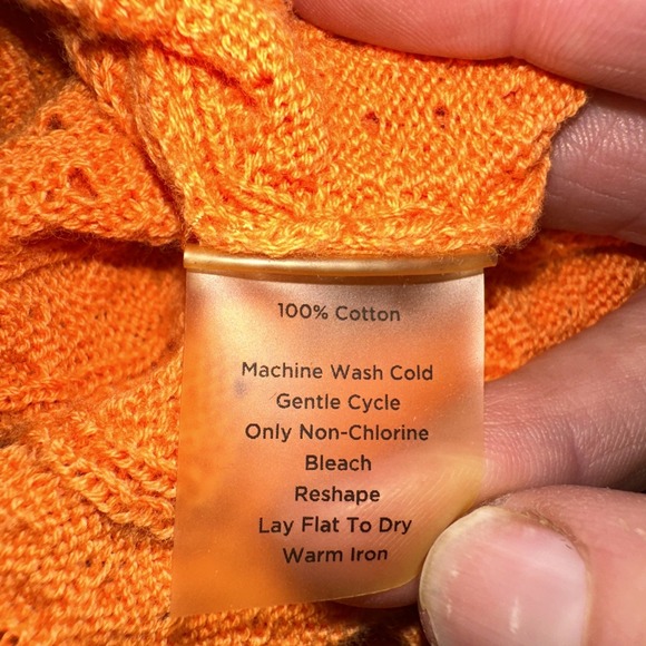 Talbots Petites Small Orange Ribbed Knit Cardigan Sweater Button Front - Picture 13 of 13